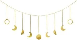 Mkono Moon Phase Wall Hanging Boho Aesthetic Room Decor Metal Moons Garland Hanging Art Bohemian Home Decoration For Girls Room Nursery Bedroom Livingroom Dorm, Ideal Gift, Gold, 50" -Organic Plant Shop 31HvQNmA1YL. AC