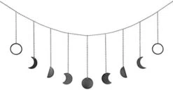 Mkono Moon Phase Wall Hanging Boho Aesthetic Room Decor Metal Moons Garland Hanging Art Bohemian Home Decoration For Girls Room Nursery Bedroom Livingroom Dorm, Ideal Gift, Gold, 50" -Organic Plant Shop 31NgFm9W JL. AC