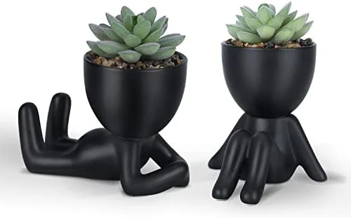 Galiejar Fake Succulents,Mini Succulents Plants Artificial With Ceramic Pots,Cute Home Decor Bathroom Decor Desk Decor Bedroom Decor Office Decor For Women (2Pack, Black) 6 Galiejar Fake Succulents,Mini Succulents Plants Artificial With Ceramic Pots,Cute Home Decor Bathroom Decor Desk Decor Bedroom Decor Office Decor For Women (2Pack, Black) - Image 6