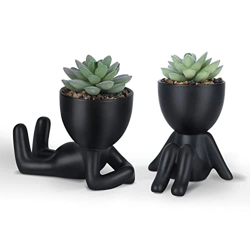 Galiejar Fake Succulents,Mini Succulents Plants Artificial With Ceramic Pots,Cute Home Decor Bathroom Decor Desk Decor Bedroom Decor Office Decor For Women (2Pack, Black) 1 Galiejar Fake Succulents,Mini Succulents Plants Artificial With Ceramic Pots,Cute Home Decor Bathroom Decor Desk Decor Bedroom Decor Office Decor For Women (2Pack, Black)