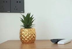 Golden Pineapple Ananas Potted Artificial Succulents Faux Plants Home Office Tabletop Decoration (Gold) -Organic Plant Shop 31bCbHF6j7L