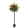 Nearly Natural 3ft. Rose Topiary Silk Trees Red