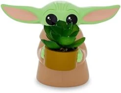 Silver Buffalo Star Wars: The Mandalorian Baby Yoda The Child Grogu 4-Inch Ceramic Mini Planter With Artificial Succulent -Organic Plant Shop 31ippMTAlSL. AC