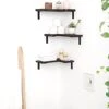 Mkono Corner Floating Shelves Wall Shelf Set Of 3, Shelves For Wall Storage, Rustic Wood Wall Mounted Display Shelves For Bathroom Bedroom Kitchen Garage, Brown
