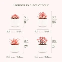 VIVERIE Rose Pink Faux Succulents In White Ceramic Pot Set Of 4 - Plant Gifts, Cute Aesthetic Pink Room, Home Decor Accents, Centerpieces, Bathroom Decor, Mum Gifts, Cactus Decor, Succulents Wedding -Organic Plant Shop 410w51wSxfL