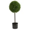 Nearly Natural Artificial UV Resistant 2.5â€™ Boxwood Ball Topiary Tree (Indoor/Outdoor), Green,12"D X 12"W X 2.5'H