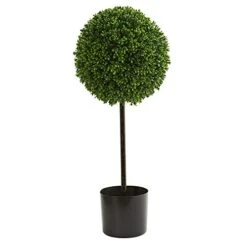 Nearly Natural Artificial UV Resistant 2.5’ Boxwood Ball Topiary Tree (Indoor/Outdoor), Green,12"D X 12"W X 2.5'H