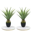 27" H Sansevieria Snake Plant - Artificial Agave – Green Color– With Pot – From MOMO Plant