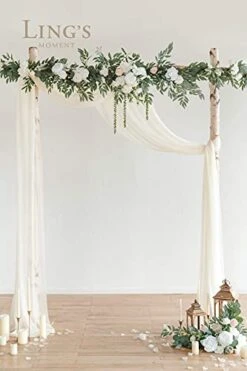 Ling's Moment 9FT Eucalyptus And Willow Leaf Garland With White Flower, Handcrafted Wedding Sweetheart Table Centerpieces Head Table Decor Arch Backdrop Decorations For Wedding | White & Sage -Organic Plant Shop 413aybDIyyL
