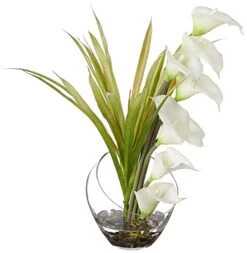 Nearly Natural 15.5in. Calla Lily And Grass Artificial Arrangement In Vase