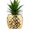Golden Pineapple Ananas Potted Artificial Succulents Faux Plants Home Office Tabletop Decoration (Gold)