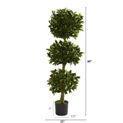 Nearly Natural 5381 5ft. Triple Bay Leaf Topiary UV Resistant (Indoor/Outdoor),Green -Organic Plant Shop 416GWFc3SvL