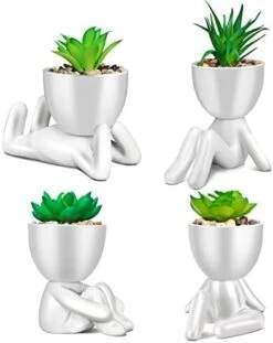 SEMSOIIO 2 Pcs Fake Plants In Cement Pot With Hanging Legs, Creative Artificial Faux Succulent For Home/Office Decor (Tongue & Smoking) -Organic Plant Shop 4173kL2P64L. AC