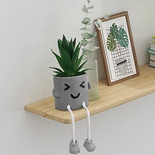 MAKHOT 4 PCS Creative Artificial Succulent Plants With Pots, Faux Succulents Cute Hanging Leg Potted Cubicle Accessories Decor, Mini Potted Fake Plant For Ideal Gift, Small Plants For Shelf Decor 3 MAKHOT 4 PCS Creative Artificial Succulent Plants With Pots, Faux Succulents Cute Hanging Leg Potted Cubicle Accessories Decor, Mini Potted Fake Plant For Ideal Gift, Small Plants For Shelf Decor - Image 3