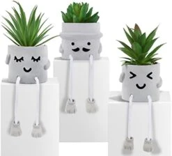 Creative Succulent Plants Potted, Mini Artificial Decorative Potted Plants With Grey Pots - Set Of 3 -Organic Plant Shop 41A6c3oPUTL. AC
