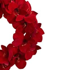 Nearly Natural Amaryllis Wreath, 22", Red