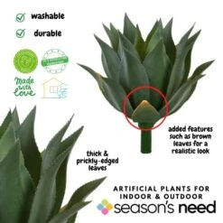 Season's Need 20" Agave Artificial Succulent Large Plants For Indoor Outdoor, Fake Tropical Farmhouse Aesthetic Décor, Patio Porch Decorative Silk Plant, Unpotted Green Spiked Agave (Pack Of 1) 7 Season's Need 20" Agave Artificial Succulent Large Plants For Indoor Outdoor, Fake Tropical Farmhouse Aesthetic Décor, Patio Porch Decorative Silk Plant, Unpotted Green Spiked Agave (Pack Of 1) -Organic Plant Shop 41CO4pOxUVL