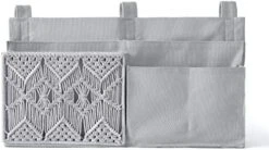 Mkono Bedside Caddy Hanging Organizer Bunk Bed Storage Bag Boho Remote Magazine Books Holder With Macrame Woven 7 Pockets Bedside Storage For Loft Bed College Dorm Bedroom Baby Bed Rails, Ivory -Organic Plant Shop 41Db82RtFL. AC