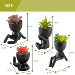 Fake Succulents Plants Decor, 4 Pcs Cute Artificial Succulent In Pot Assorted Life-Like Mini Artificial Greenery Fake Plants For Desk, Office, Living Room, Bathroom, Bedroom, Home Decor (Black-4 Pots) -Organic Plant Shop 41EKyDtqKZL
