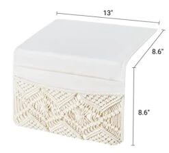 Mkono Macrame Bedside Caddy Storage Organizer Boho Remote Control Tablet Magazine Holder With 4 Pockets Non-slip Countertop Bedside Caddy For Home Bedroom Living Room College Dorm Bed, Ivory -Organic Plant Shop 41EMqUnS6FL