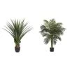 Nearly Natural 4' Spiked Agave Plant, Green & 5357 4ft. Golden Cane Palm Tree,Green