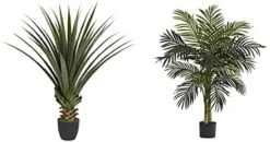 Nearly Natural 4' Spiked Agave Plant, Green & 5357 4ft. Golden Cane Palm Tree,Green 15 Nearly Natural 4' Spiked Agave Plant, Green & 5357 4ft. Golden Cane Palm Tree,Green -Organic Plant Shop 41EPA8Qq0UL. AC 1