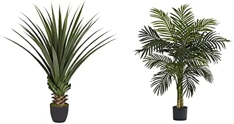 Nearly Natural 4' Spiked Agave Plant, Green & 5357 4ft. Golden Cane Palm Tree,Green 8 Nearly Natural 4' Spiked Agave Plant, Green & 5357 4ft. Golden Cane Palm Tree,Green - Image 8