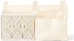 Mkono Bedside Caddy Hanging Organizer Bunk Bed Storage Bag Boho Remote Magazine Books Holder With Macrame Woven 7 Pockets Bedside Storage For Loft Bed College Dorm Bedroom Baby Bed Rails, Ivory -Organic Plant Shop 41G13BWxRqL. AC