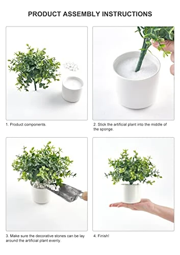 Mkono Fake Plants In Ceramic Pot, 3 Pack Potted Artificial Eucalyptus Plants For Home Decor Indoor Faux Green Rosemary For Desk Shelf Coffee Centerpiece Bathroom Office Decor 4 Mkono Fake Plants In Ceramic Pot, 3 Pack Potted Artificial Eucalyptus Plants For Home Decor Indoor Faux Green Rosemary For Desk Shelf Coffee Centerpiece Bathroom Office Decor - Image 4