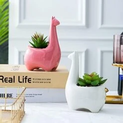 Tenforie Artificial Plant Pots, Ceramic Potted Artificial Succulent Decoration Alpaca Fake Plant Home Decor Tabletop Office Desk Outdoor Decoration - A -Organic Plant Shop 41IFm82E1fS. AC