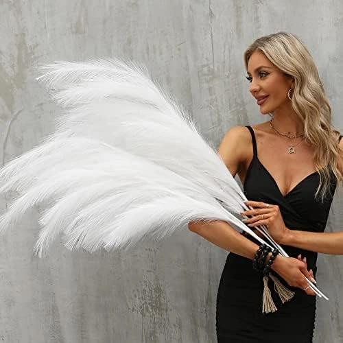 Black Faux Pampas Grass Set Of 3Pcs,43"/110cm Tall Fake Pompas Floral With DIY Card & Wooden Beads Garland,Large Artificial Pompous Grass Branches Plants For Floor Vase Filler Home Boho Decoration 8 Black Faux Pampas Grass Set Of 3Pcs,43"/110cm Tall Fake Pompas Floral With DIY Card & Wooden Beads Garland,Large Artificial Pompous Grass Branches Plants For Floor Vase Filler Home Boho Decoration - Image 8