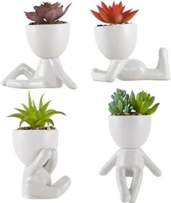 Fake Succulents Plants Decor, 4 Pcs Cute Artificial Succulent In Pot Assorted Life-Like Mini Artificial Greenery Fake Plants For Desk, Office, Living Room, Bathroom, Bedroom, Home Decor (Black-4 Pots) -Organic Plant Shop 41JAMlXP TL. AC