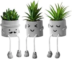 Zerzsy 3pcs Creative Artificial Succulents With Gray Flower Pots, Mini Potted Succulents For Home Decor And Gift Choice. -Organic Plant Shop 41JFAcP43bL. AC