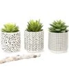 Kurrajong Farmhouse Artificial Succulents In Pots | Set Of 3 Black And White Ceramic Pots With Green Succulents Artificial | Faux Plants Indoor Fake Plants In Pots 4.75" High