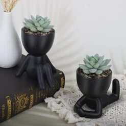 Galiejar Fake Succulents,Mini Succulents Plants Artificial With Ceramic Pots,Cute Home Decor Bathroom Decor Desk Decor Bedroom Decor Office Decor For Women (2Pack, Black) 9 Galiejar Fake Succulents,Mini Succulents Plants Artificial With Ceramic Pots,Cute Home Decor Bathroom Decor Desk Decor Bedroom Decor Office Decor For Women (2Pack, Black) -Organic Plant Shop 41KXHRLlsKL