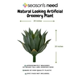 Season's Need 20" Agave Artificial Succulent Large Plants For Indoor Outdoor, Fake Tropical Farmhouse Aesthetic Décor, Patio Porch Decorative Silk Plant, Unpotted Green Spiked Agave (Pack Of 1) 6 Season's Need 20" Agave Artificial Succulent Large Plants For Indoor Outdoor, Fake Tropical Farmhouse Aesthetic Décor, Patio Porch Decorative Silk Plant, Unpotted Green Spiked Agave (Pack Of 1) -Organic Plant Shop 41Kf9iNbdEL