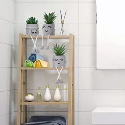 WOODWORD 3 Pack Mini Potted Fake Succulents Desk Plant With Creative Emotional Cement Pots For Shelf Home Bathroom Living Room Kitchen Decor And Office Decorations -Organic Plant Shop 41LvlL39TDL