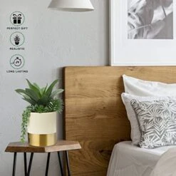 Large Artificial Succulents Plants Faux Succulents 12" Fake Succulent Plants In Gold Ceramic Pot Succulent Plant For Desk Modern Home Living Room Office Table Shelf Decor -Organic Plant Shop 41MGJ7x8gDL