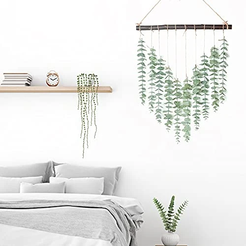 Artificial Eucalyptus Greenery Hanging Wall Decor Fake Eucalyptus Vines Wall Hanging Plants With Wooden Stick Farmhouse Rustic Boho Wall Decor For Bedroom, Living Room, Entryway And Bathroom Decor 3 Artificial Eucalyptus Greenery Hanging Wall Decor Fake Eucalyptus Vines Wall Hanging Plants With Wooden Stick Farmhouse Rustic Boho Wall Decor For Bedroom, Living Room, Entryway And Bathroom Decor - Image 3