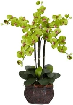 Nearly Natural 1211-OR Phalaenopsis With Decorative Vase Silk Flower Arrangement, Orchid,12" X 12" X 35" -Organic Plant Shop 41MNbeHnvPL. AC