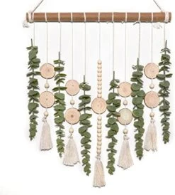 Boho Wall Decor Artificial Eucalyptus Wall Hanging Bathroom Decor Fake Eucalyptus Plants Greenery Leaves With Wooden Bead Garland On Stick Rustic Farmhouse Home Decorations For Bedroom Nursery Kitchen -Organic Plant Shop 41P4rSANvFL. AC