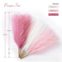 Serwalin Pampas Grass Pink 17.7 Inch 6pcs, Artificial Pampas Grass Faux Pink Pompas Grass Decor, Short Pompous Grass Blush Room Decoration, Wedding Centerpieces Mothers Day Pink Home Decor -Organic Plant Shop 41QFnKWff0L