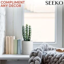 SEEKO Fake Cactus For Home Décor 11" - Artificial Faux Cactus For Southwest, Office, Desk, Shelf - Indoor Fake Plants - White Décor Accents - Modern Farmhouse Decor  -Organic Plant Shop 41R0V7TV7mL