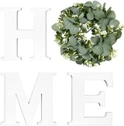 Mkono Farmhouse Wall Home Sign With Artificial Eucalyptus For O Rustic Wooden Home Hanging Letters Decorative Wall Art Wood Signs Decor For Living Room Kitchen Entryway Housewarming Gift, Brown -Organic Plant Shop 41S057WLKxL. AC