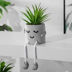 Zerzsy 3pcs Creative Artificial Succulents With Gray Flower Pots, Mini Potted Succulents For Home Decor And Gift Choice. -Organic Plant Shop 41TTRRpWaAL