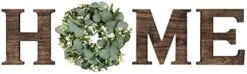 Mkono Farmhouse Wall Home Sign With Artificial Eucalyptus For O Rustic Wooden Home Hanging Letters Decorative Wall Art Wood Signs Decor For Living Room Kitchen Entryway Housewarming Gift, Brown -Organic Plant Shop 41VkMEHaYhL. AC