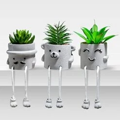 Lavenor Artificial Potted Plant Fake Succulent Plant Cute Hanging Leg Emotional Cement Potted Succulents Decor For Desk Shelf Bedroom Living Room And Office Decoration(Type A + Type C) -Organic Plant Shop 41W0qOQuv0L. AC