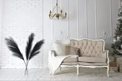 Tall 43'' Black 3-pcs Artificial Faux Pampas Grass Tall, Decor For Living Room / Wedding Decoration Floor Vase Filler -Organic Plant Shop 41WsUft8nmL