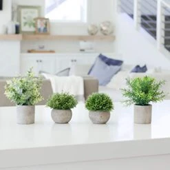 GreenCallow Artificial Plants For Home Decor Indoor. 4 Mini Plants, Rosemary Faux Plant Decor, Eucalyptus Plant, Grass Faux Plants. Small Fake Plants For Shelf Or Desk Plant Artificial Greenery Décor -Organic Plant Shop 41X0d0AzVEL