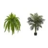 Nearly Natural 35” Boston Fern Artificial (Set Of 2) Silk Plants Green & 5357 4ft. Golden Cane Palm Tree,Green